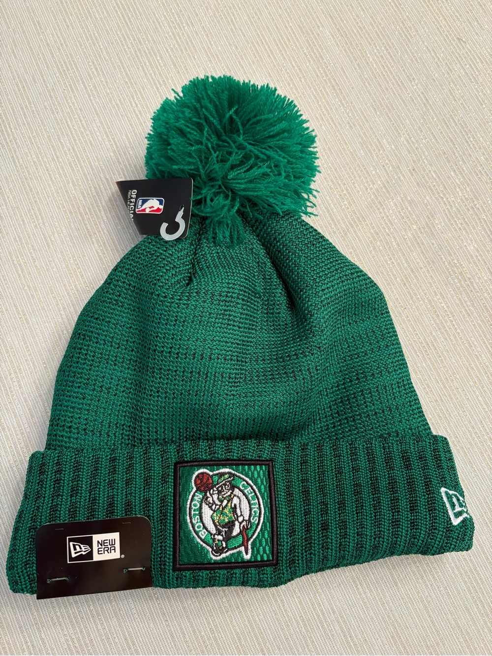 New Era Adult Boston Celtics Knit Pom Beanie in Green